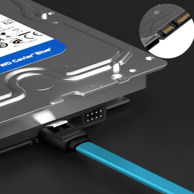 AYECEHI 6 Pack 90 Degree Right Angle SATA III 6.0 Gbps Cable (SATA 3 Cable) with Locking Latch Black - 12 Inches for SATA HDD, SSD, CD Driver, CD Writer (Blue) - Image 3